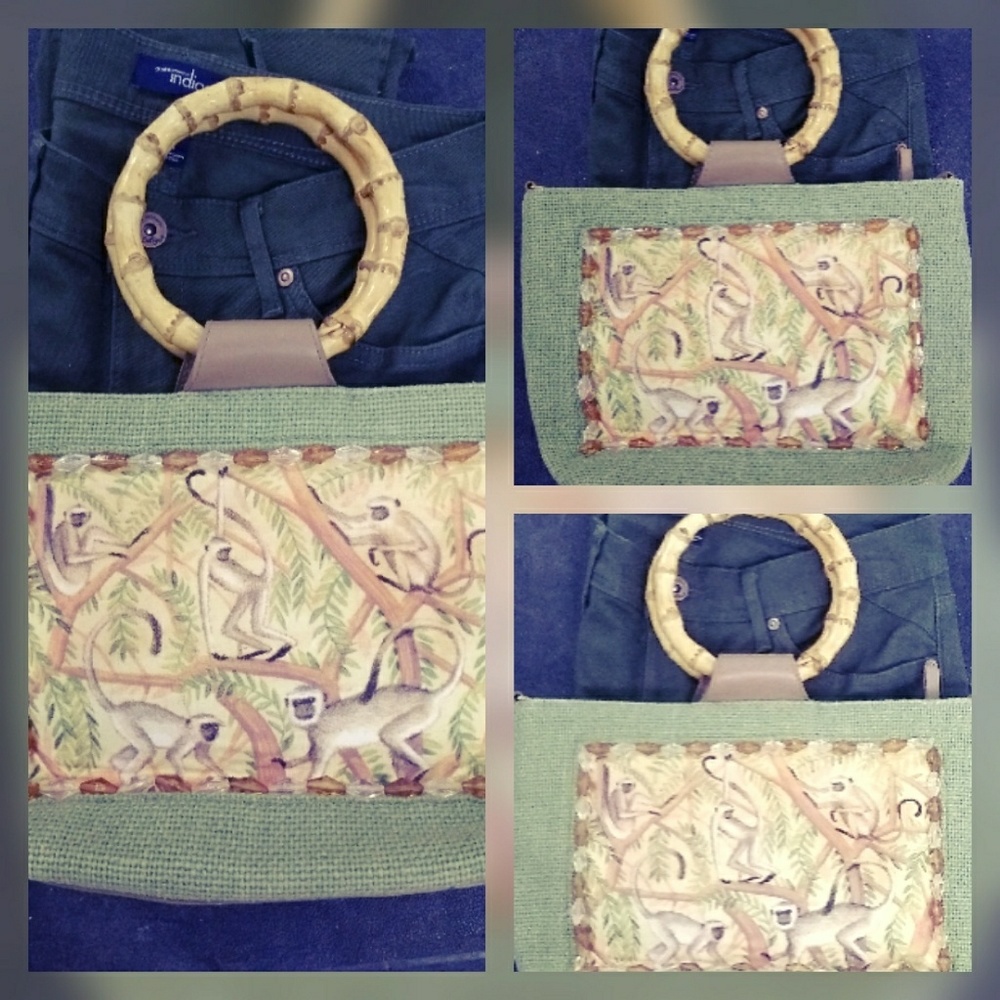 bueno monkey purse with bamboo handles
